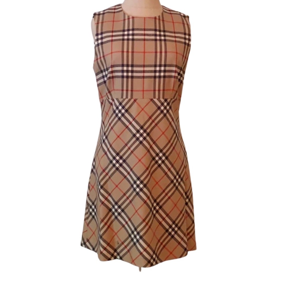 Vintage Burberry Nova Check Wool Shift Dress